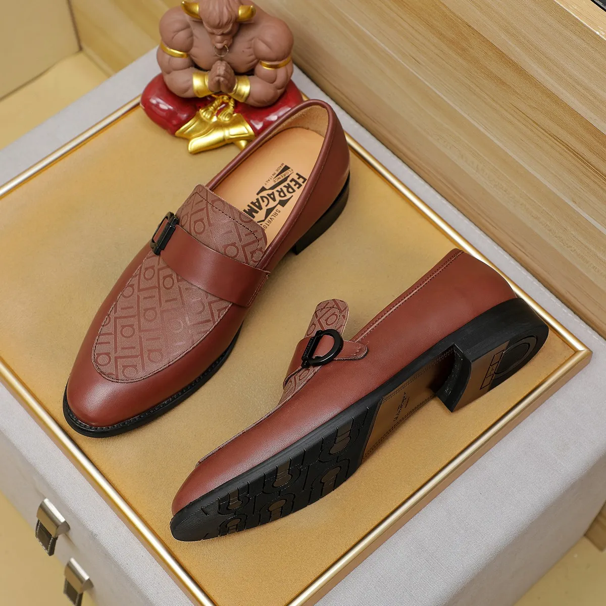 Men's shoes 💰460 Ferragamo [Ferragamo] top imported suit men's shoes 💯Original copy of the official website, product materials: selected imported embossed calfskin + luxury hardware buckle accessories ~ imported water-dyed cow 🐂 leather lining. Strong three-dimensional visual effect, original combination outsole, multiple colors available😘 Size: 39-44 (38.45.46. Customized)